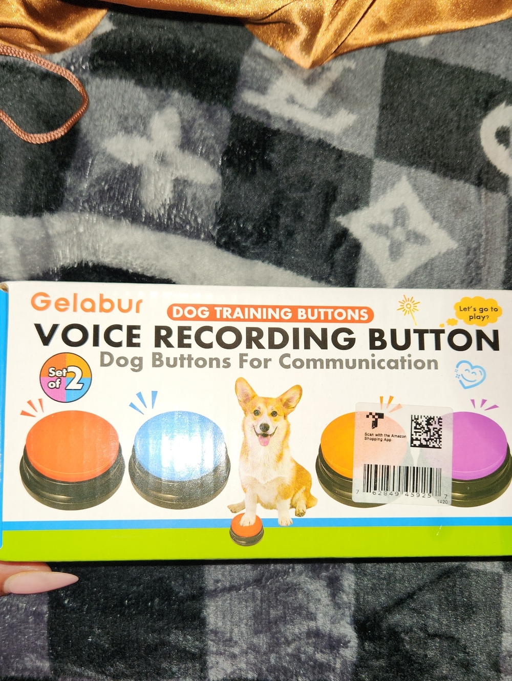 Voice Recording Dog Buttons - Orange & Blue - Set of 2